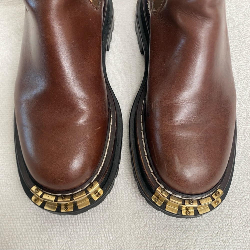 Sandro Paris Women's Brown Leather Chelsea Combat Boot Size 5.5/6 Streetwear - Picture 6 of 16